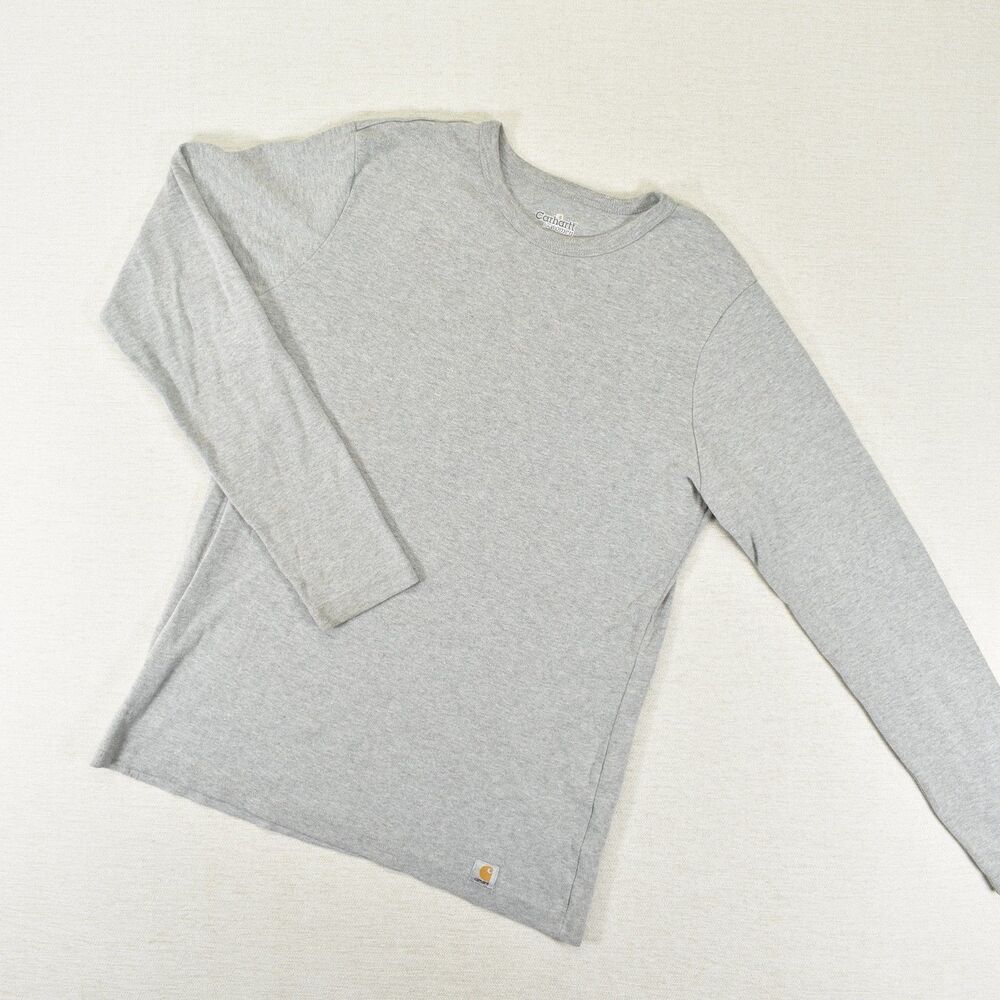 Carhartt Womens Large Light Gray Long Sleeve Crew Neck T Shirt Basic Workwear